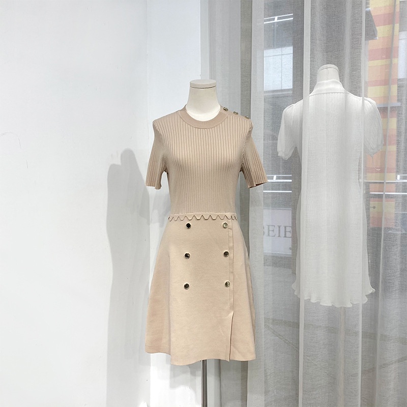 LF1U Sandro 20222022 summer split dress French elegant high-end new women's clothing shopping mall same knitted A- line skirt