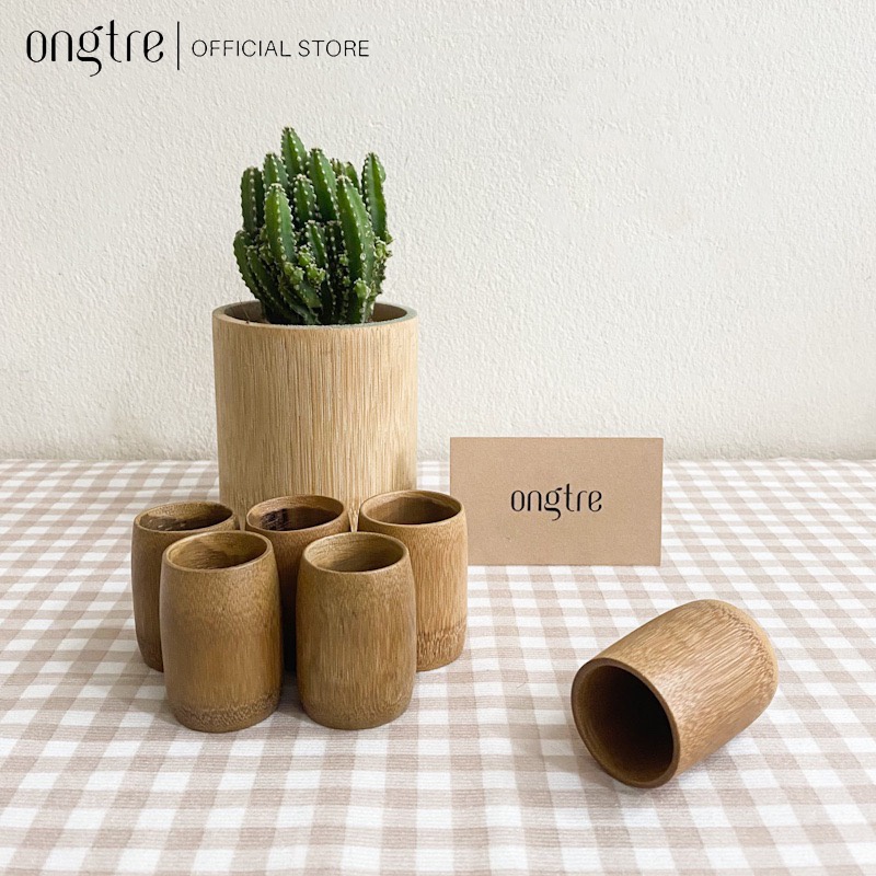 Bộ 5 chén trà bằng tre, cao cấp, sang trọng, khắc tên logo làm quà tặng - ONGTRE