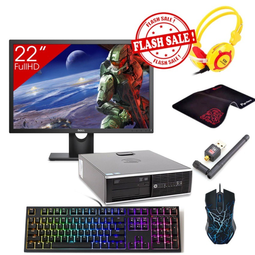 Combo Máy tính Văn Phòng HP 6300 Pro SFF + Màn hình Dell 22inch Full HD (G2030, Ram 4GB, HDD 320GB) + Quà Tặng | BigBuy360 - bigbuy360.vn