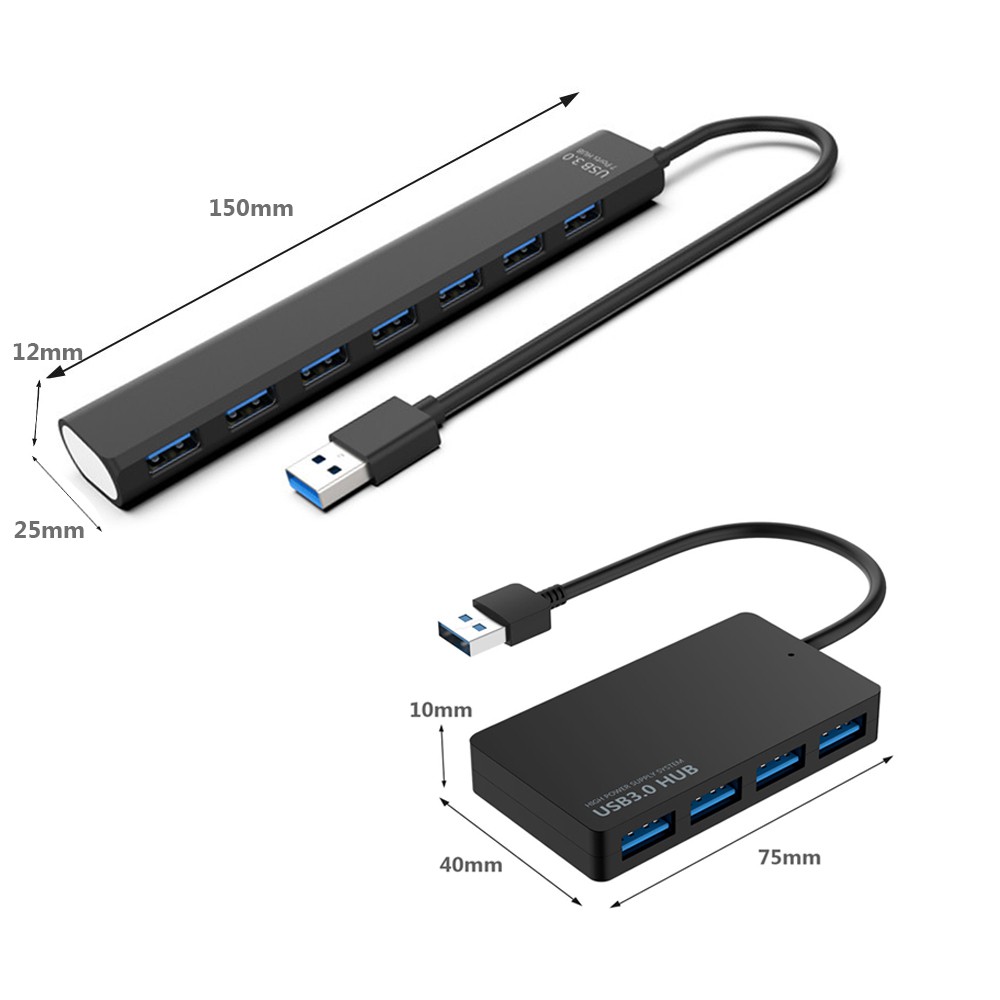 JUNE Professional 4/7 Ports Splitter High Speed USB Expander USB 3.0 Hub Data Transfer Universal External Plug and Play Individual LED Power Switch