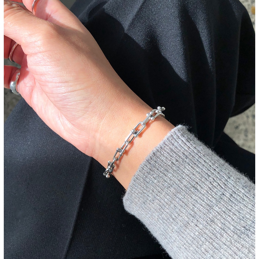 Vòng Tay Dây Xích Dạng Chữ U Đơn Giản Thời Trang Cho Nam Nữ