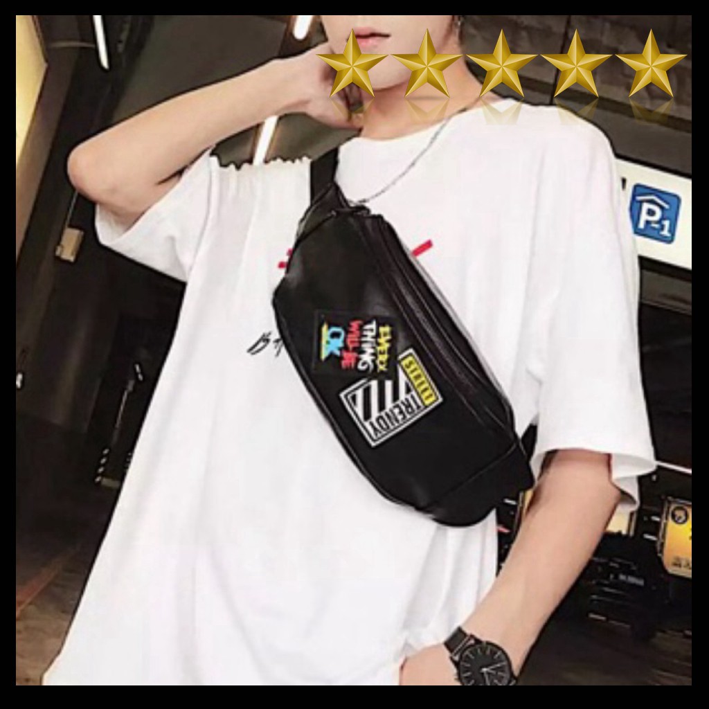 💥Bảo Hành 12T💥TÚI ĐEO CHÉO DA loại Xịn logo TRENDY/ tui deo cheo/ túi bao tử/ túi chéo da/ balo/ ulzzang/ unisex