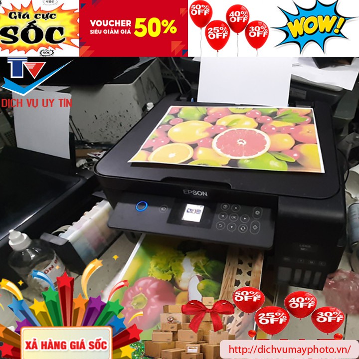 Máy in màu Epson L4160 L4168 cũ đẹp đa năng in đảo 2 mặt tự động máy có dẫn mực ngoài hãng INECO