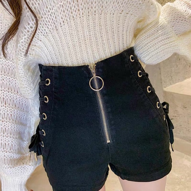 Quần short đan dây + dây kéo