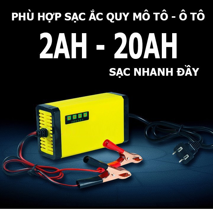 Sạc bình Acquy tự động 12V cho xe Ô tô, xe máy