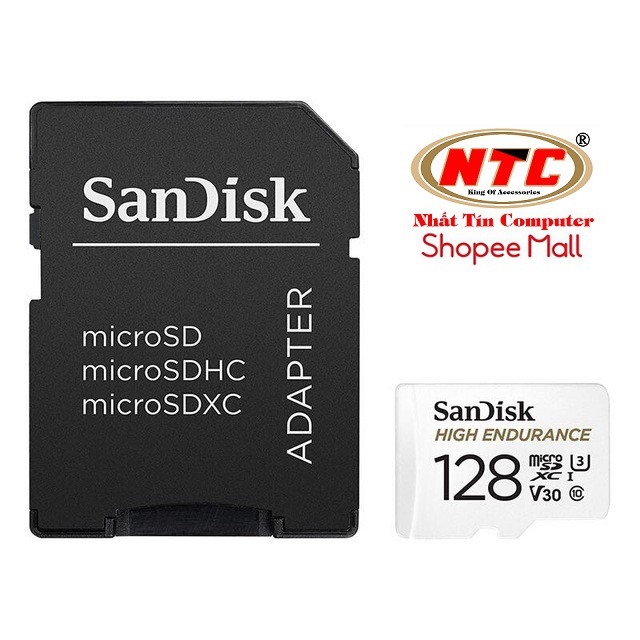 Thẻ nhớ MicroSDXC Sandisk High Endurance 128GB V30 UHS-I U3 4K R100MB/s W40MB/s (Trắng)