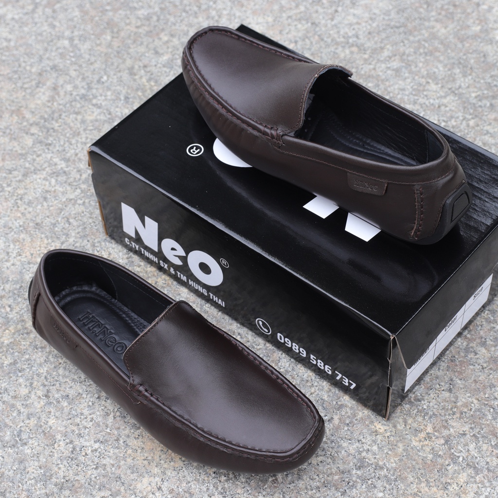 Giày mọi nam da bò cao cấp, giày lười nam da bò đế âm may chắc chắn - HT.NeO3865
