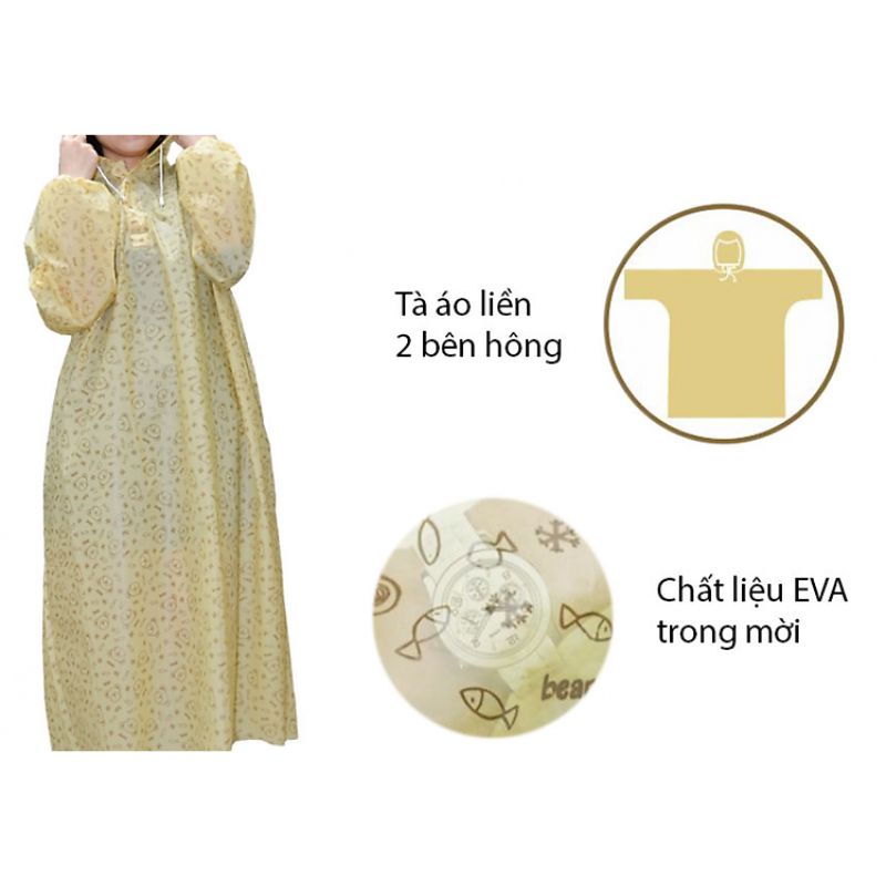 Áo Mưa RANDO Eva Apas-02 | Họa Tiết GấU - Chất Liệu Trong Mờ, Dẻo Dai, Mềm Mại - Freesize | Trùm Nhanh, Kín 2 Bên Hông