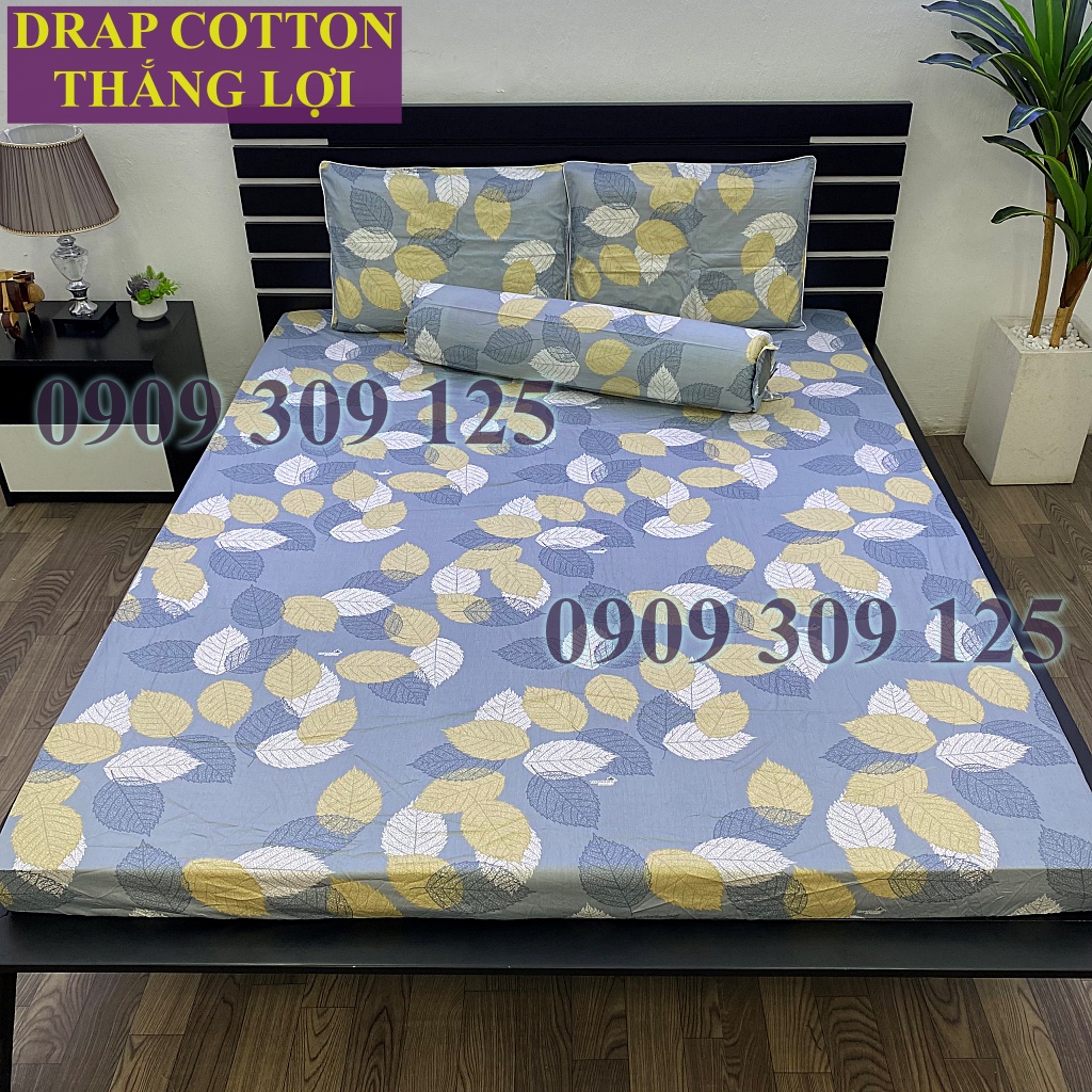 Drap Thắng Lợi, ga giường cao cấp cotton chuẩn logo mẫu Lá vàng