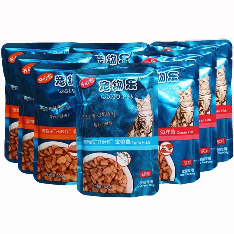 【Sẵn sàng giao hàng】 thức ăn cho mèo đồ ăn cho mèo> Pet Music Happy Bag Cat Thịt tươi Túi Mèo Meat Food Snac