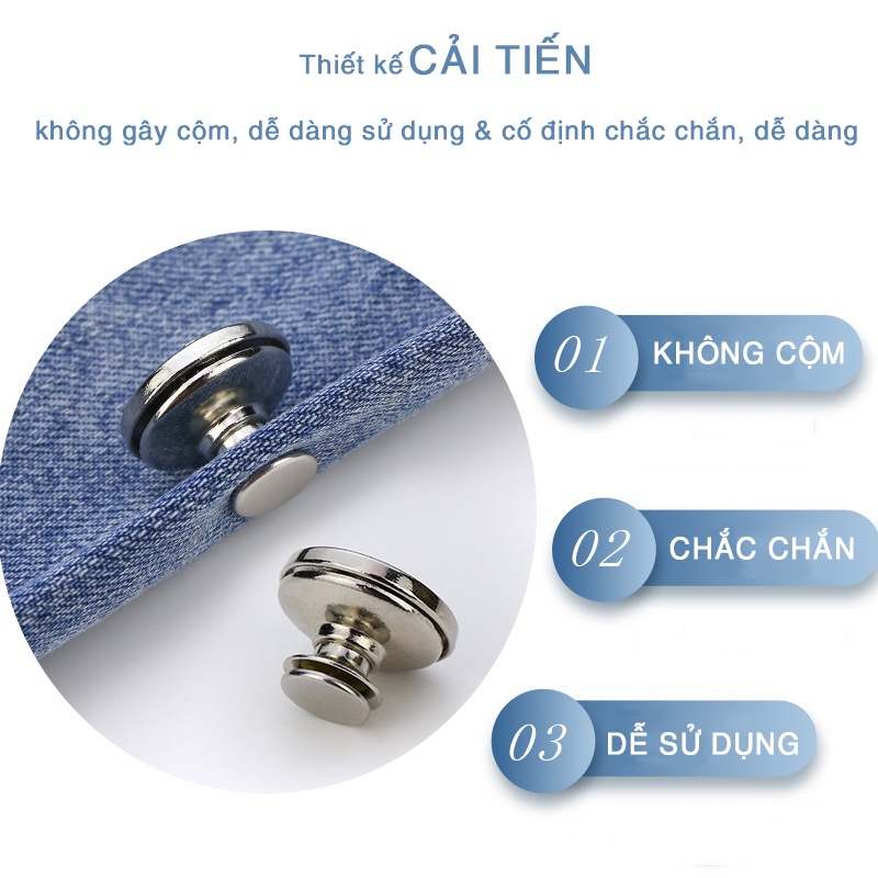 Set 2 nút khuy gài quần jean kim loại dễ dàng tháo rời tùy chỉnh đa năng