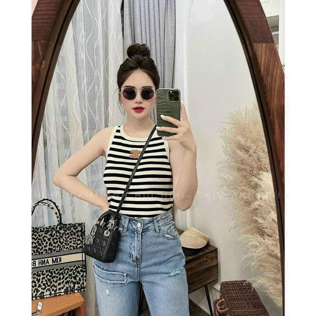 Áo Croptop Ba Lỗ Viền Kẻ Ngang chất thun tăm mềm mịn thoáng mát