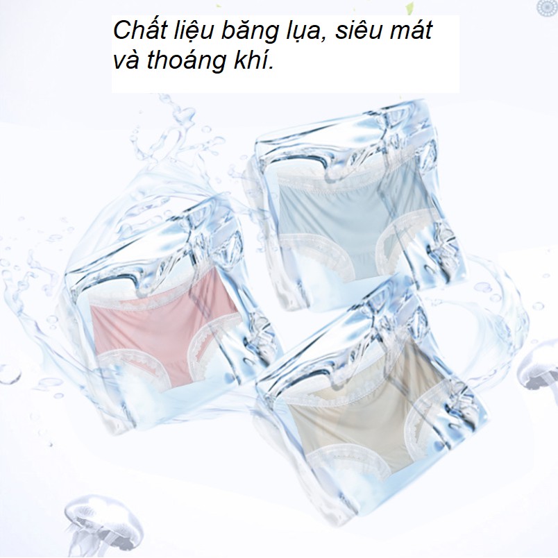 Quần Lót Băng Lụa Viền Ren Mát Lạnh Kháng Khuẩn Mới P197