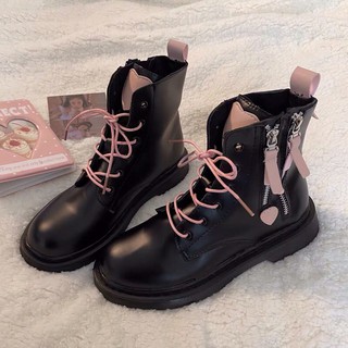 [ORDER] GIÀY BOOT CỔ CAO HÌNH TIM DÂY HỒNG