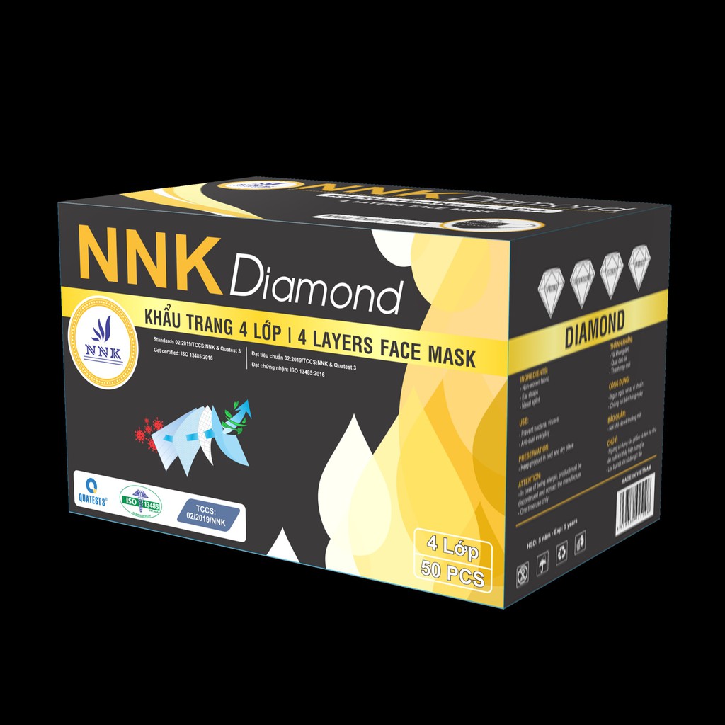 Khẩu trang y tế kháng khuẩn 4 lớp NNK Diamond, khẩu trang kháng khuẩn 4 lớp