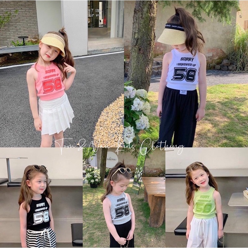 (Size 6-24Kg)Áo ba lỗ croptop bé gái siêu đáng yêu vải cotton mềm mát