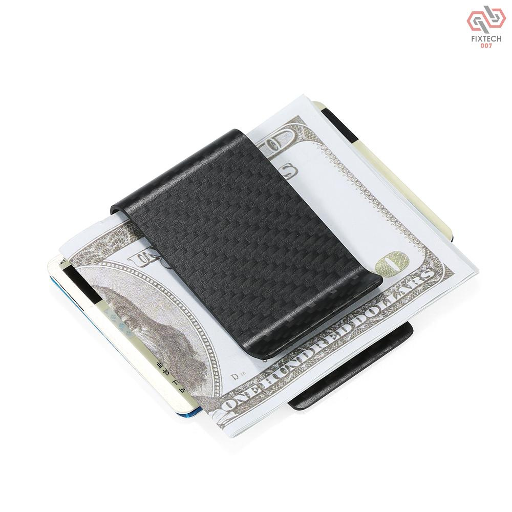 Black Carbon Fiber Wallet Money Clip Credit Card Business Card Clip Holder for Men