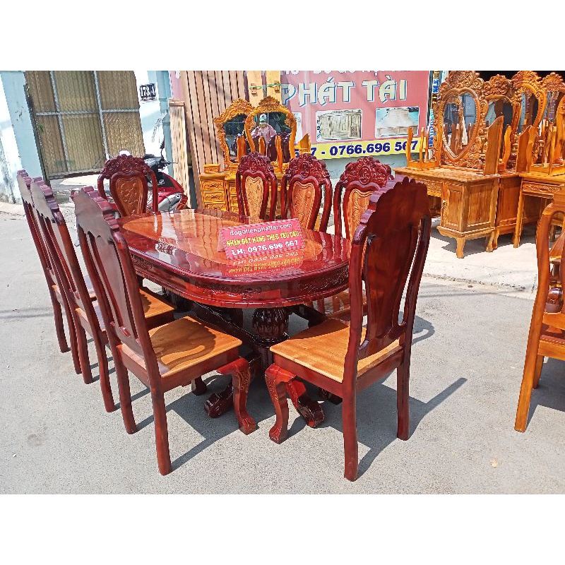 Bàn Ăn 8 Ghế gỗ Tràm Vàng giá 8tr300