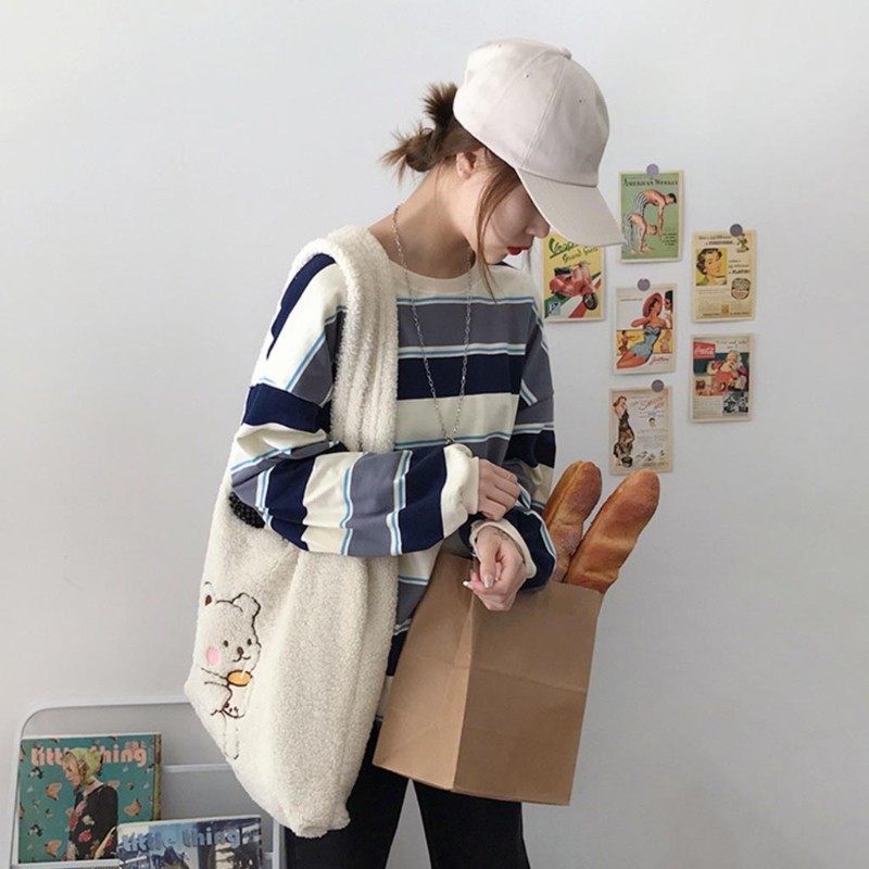 Túi xách vải lông sức chứa lớn xinh xắn dành cho nữ