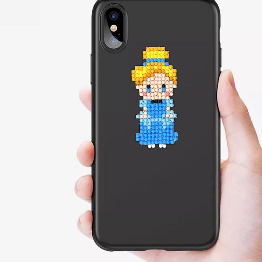 Sticker Trang Trí Đính Đá Mini Tranh Đính Đá Tạo Hình Dán Trang Trí Hình Công Chúa