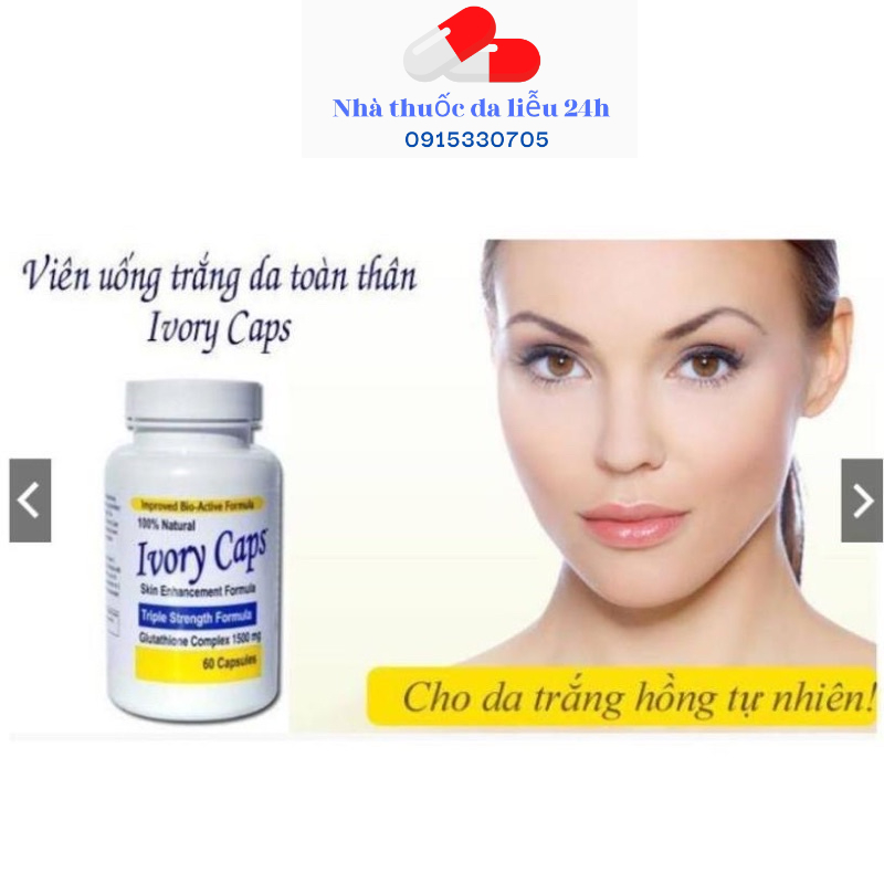 Viên uống trắng da Ivory Caps Glutathion cao cấp nhập khẩu từ Mỹ - Nhà thuốc da liễu 24h
