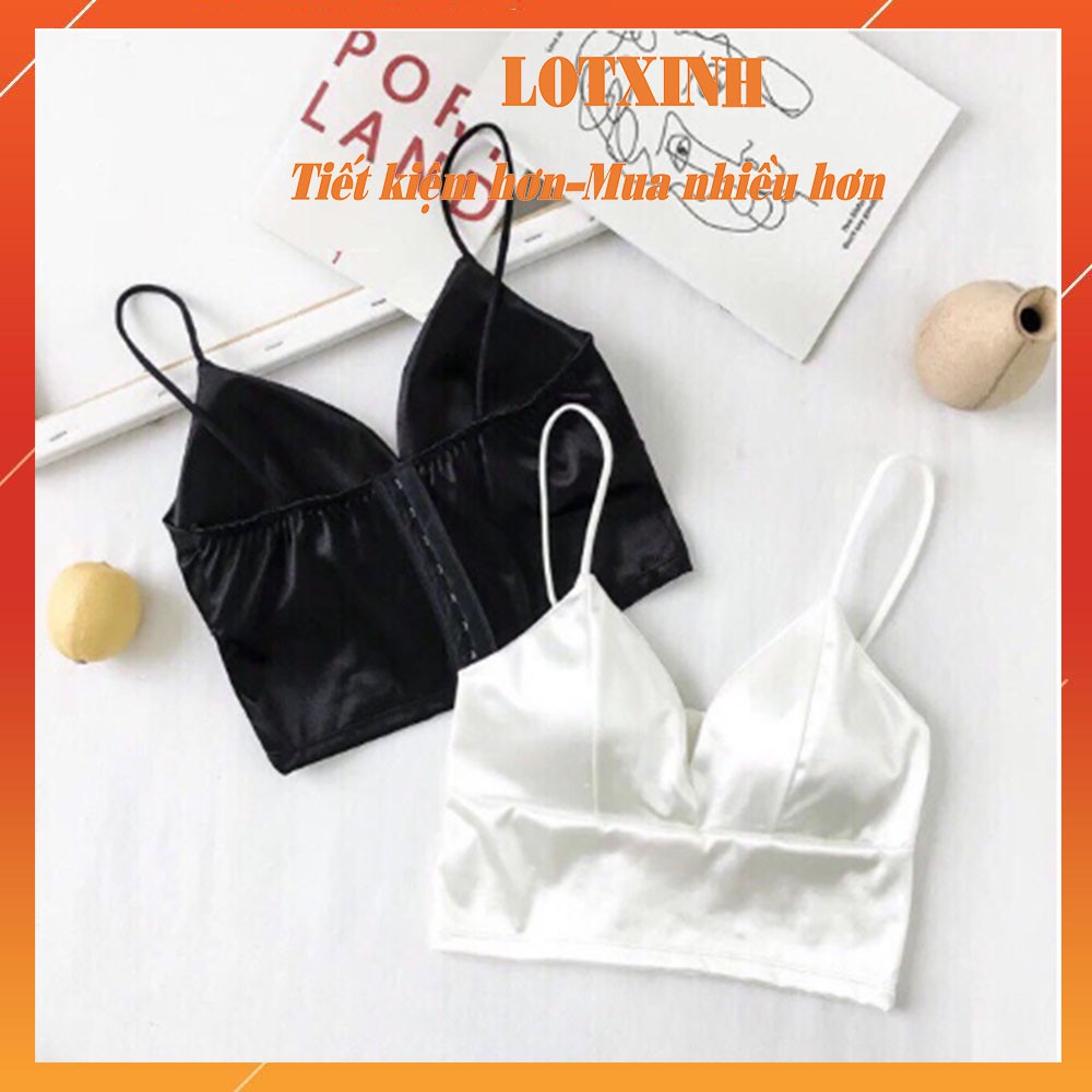 Áo bra hai dây có mút ngực lụa phi bóng Áo lót kiểu 2 dây Mềm Mịn Mát Có Mút Đệm Mỏng BRA03