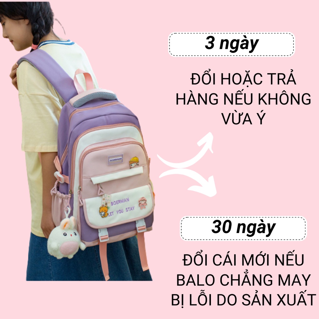 Cặp đi học nữ cao cấp cho học sinh cấp 2 cấp 3 tặng kèm 4 sticker G201 - BaloGigo