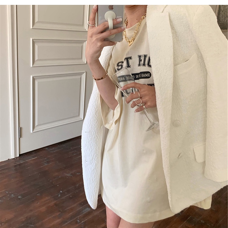 Áo Thun Tay Ngắn Dáng Rộng In Chữ Phong Cách retro Mỹ Thời Trang Cho Nữ