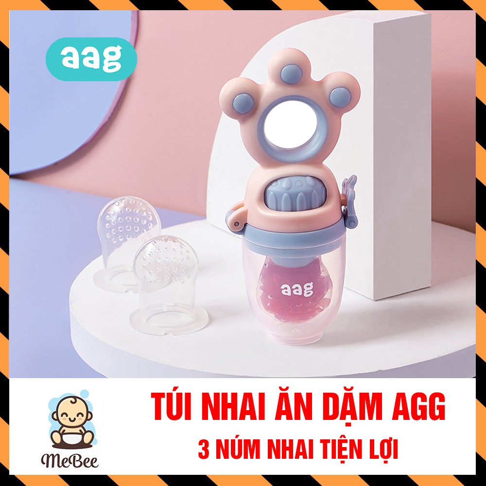 Túi nhai ăn dặm có 3 núm nhai silicon chống hóc cho bé