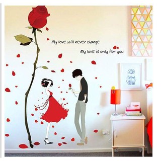 decal dán tường hoa hồng đôi uyên ương