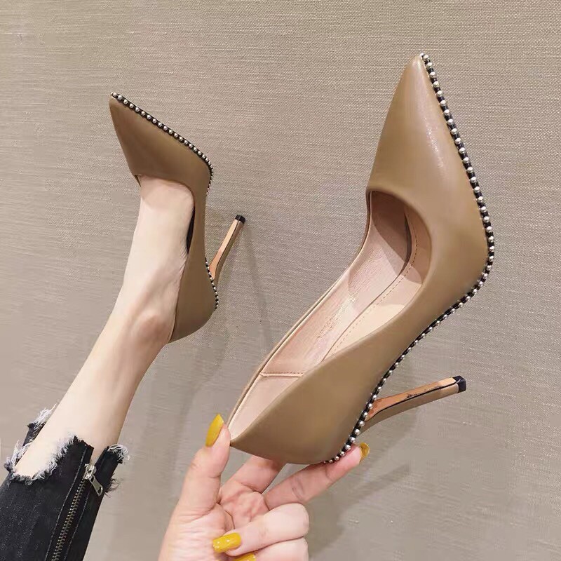 Giày cao gót da mềm BIGTREE viền bi BIG SIZE 35-43 (1829-3)