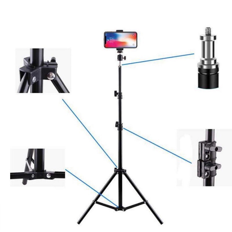 Giá đỡ điện thoại tripod 3 chân dùng để chụp ảnh, livestream, quay video tiện lợi chắc chắn cao 70cm-2m1