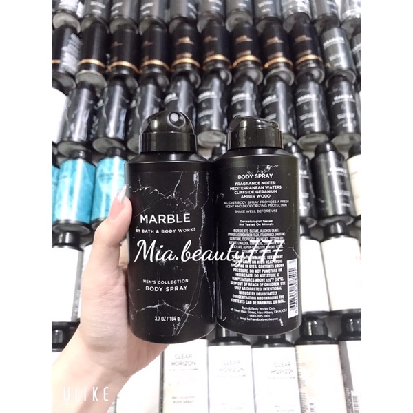 Xịt thơm body toàn thân cho nam hương nước hoa Bath And Body Works Body Spray