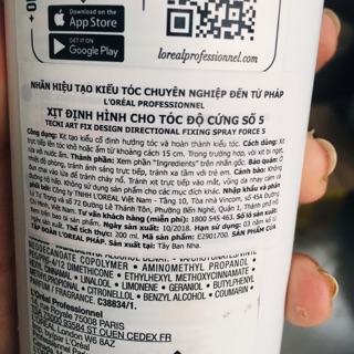 GÔM XỊT ĐỊNH HÌNH KIỂU TÓC LOREAL FIX DESIGN TECNI ART SPRAY 200ml