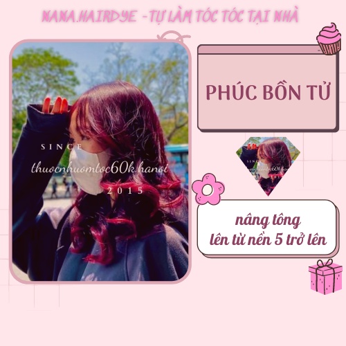 Thuốc nhuộm tóc màu Phúc Bồn Tử/ Nâu Berry kèm oxy trợ dưỡng găng tay