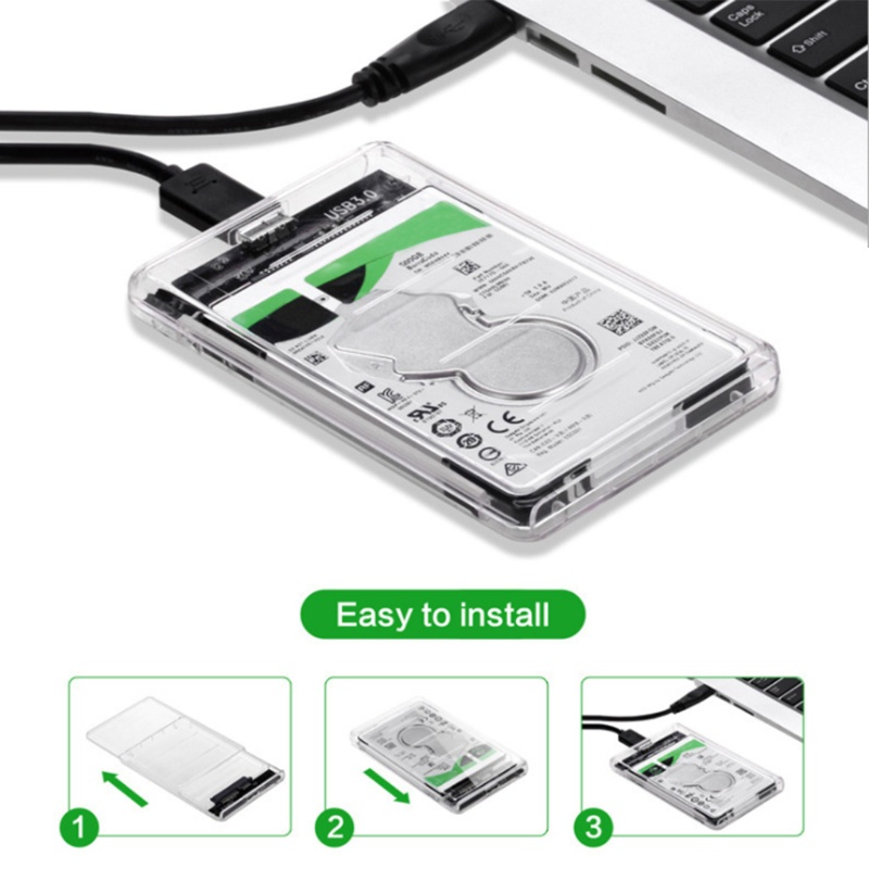 Hộp Đựng Ổ Cứng Ngoài HDD Trong Suốt 2 Cổng Usb 3.0 2.5 ''