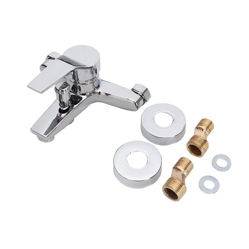 Bộ củ sen nóng lạnh hợp kim hàng A mạ crom tay vuông kèm bộ Tay sen Nhôm trắng xước tăng áp - QM.CS07.TS009B3