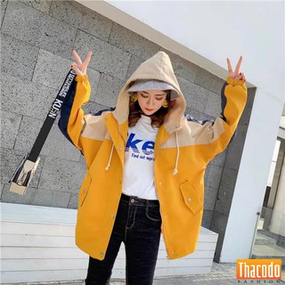 Áo khoác dù phối màu có nón cực chất