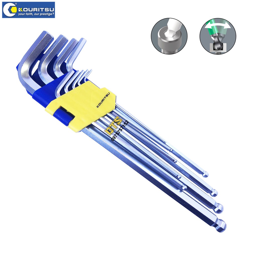 Bộ lục giác bi, lục giác hoa thị dài có lỗ Nhật Bản Kouritsu