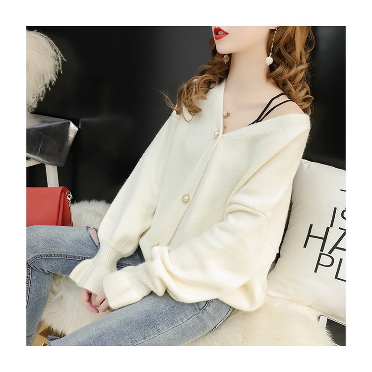 Áo len cadigan nữ thời trang phong cách Hàn Quốc có khuy cài V16