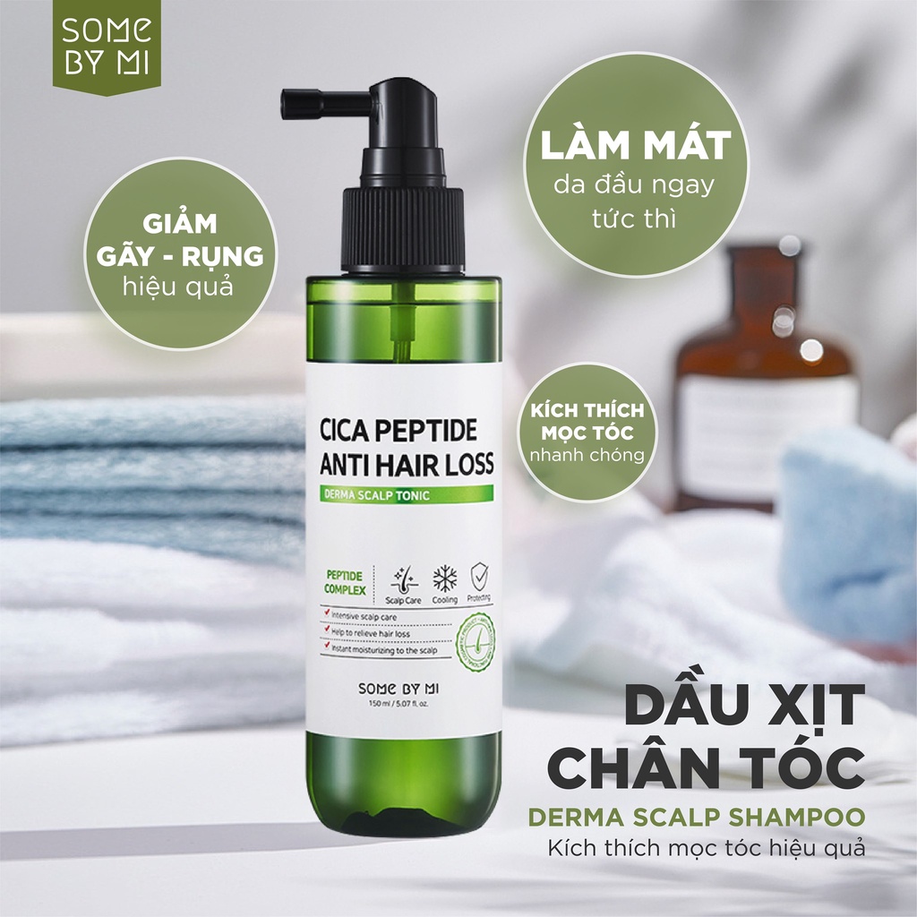 Combo 2 sản phẩm ngăn ngừa rụng tóc Some By Mi Cica Peptide Anti-Hair (Dầu Xả 50ml + Xịt dưỡng 150ml)