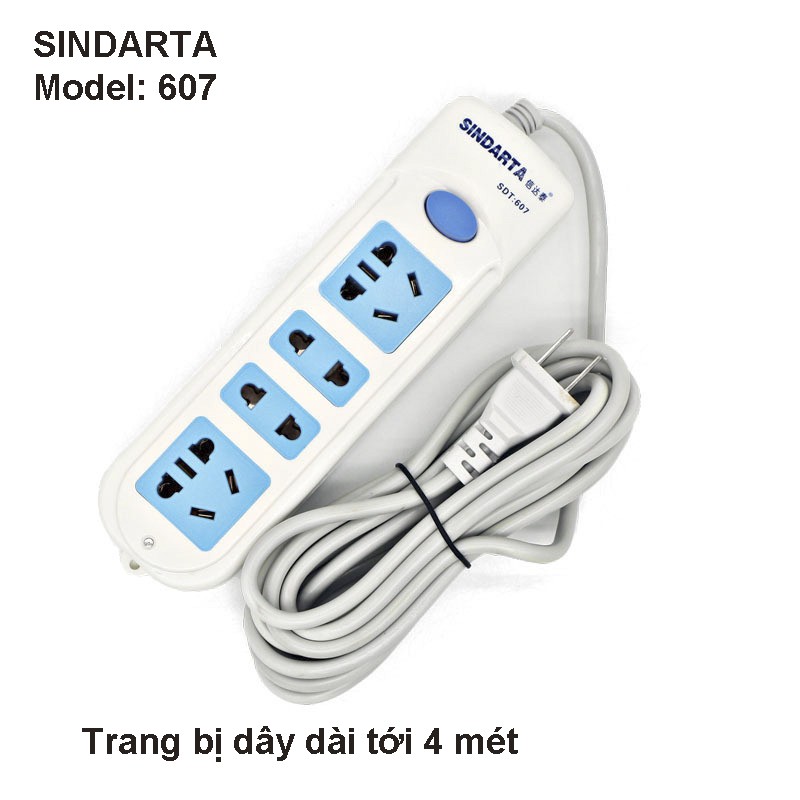 Ổ Điện 10A 1000W dây dài 4 mét SINDARTA 607