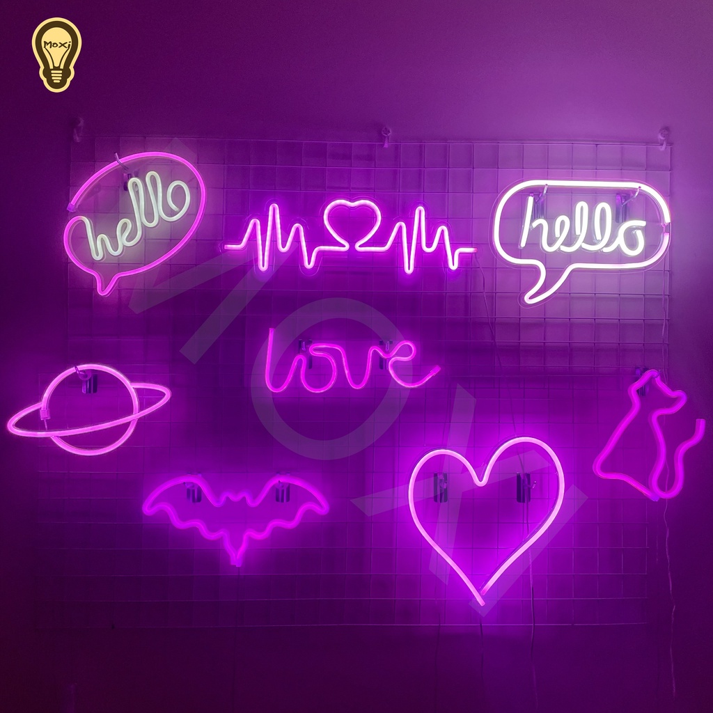 【Tặng MÓC TREO 】Đèn Led Neon hình chữ Love quà tặng Valentine ,lễ tình nhân trang trí DECOR phòng ngủ hộp PIN + USB MOXI