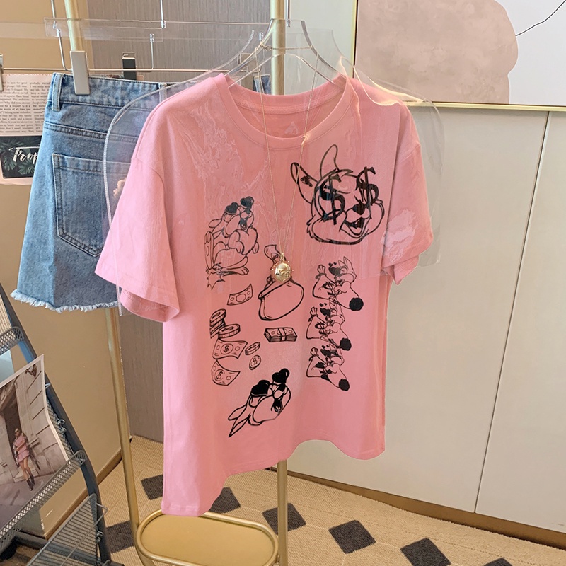 NRVP Áo thun cotton tay ngắn cổ tròn thời trang mùa hè phong cách Hàn Quốc cho nữ