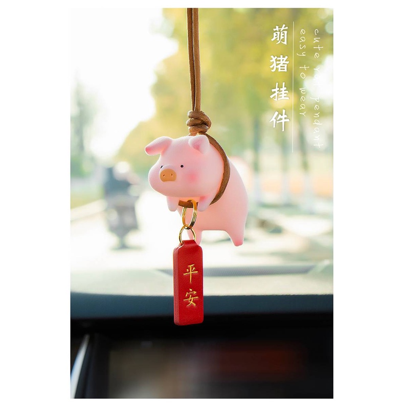 Dây treo bình an tài lộc hình heo LULU xinh xắn trang trí gương hậu ô tô
