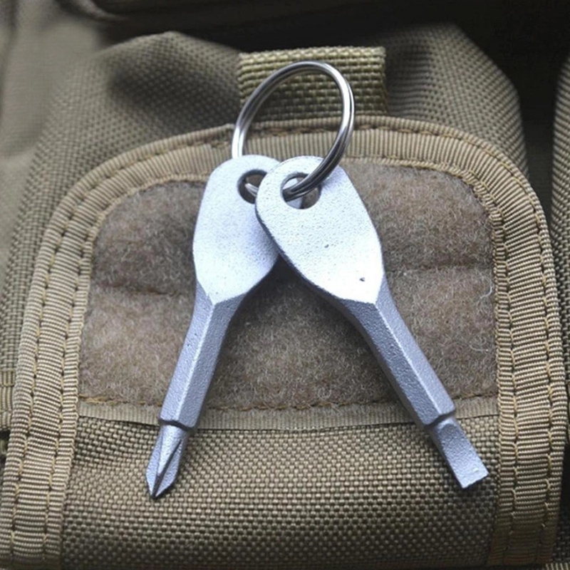 Tua vít edc mini bằng thép không gỉ 4 trong 1 có móc gắn chìa khóa đa năng