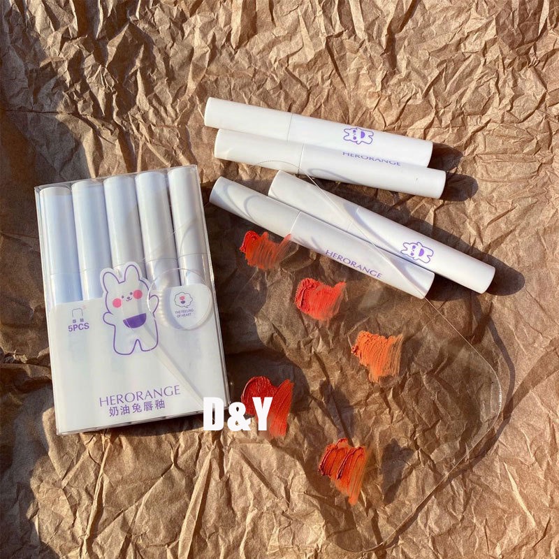 Set 5 son kem lì lâu trôi herorange thỏ trắng dễ thương hàng nội địa trung phiên bản mới lên màu đẹp giá rẻ | BigBuy360 - bigbuy360.vn