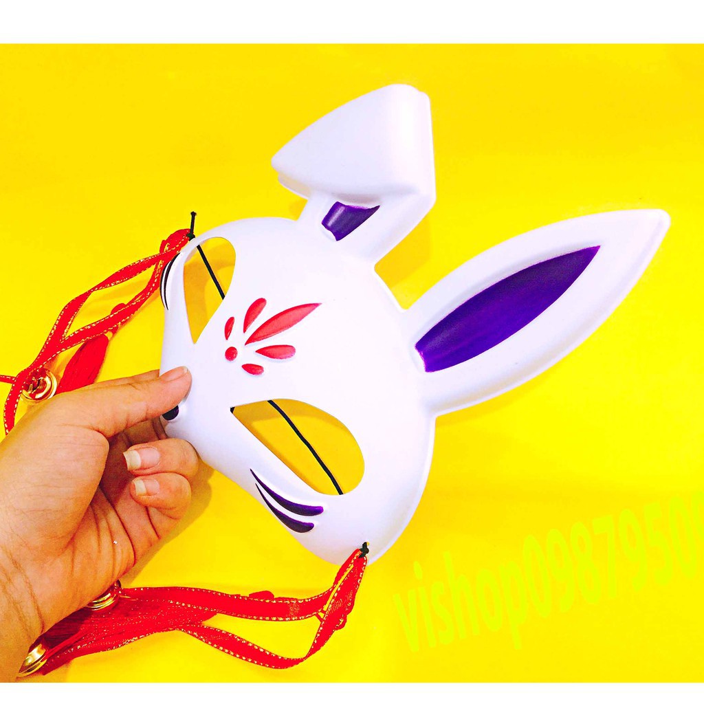 Mặt nạ thỏ vẽ - mèo vẽ siêu đẹp rẻ-Mặt nạ PVC hình thỏ vẽ tay hóa trang phong cách Nhật Bản