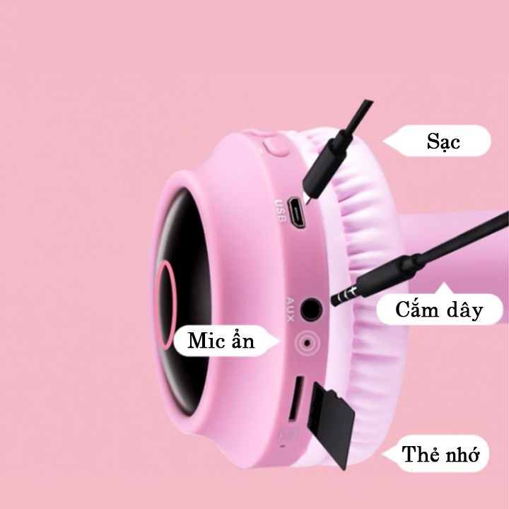 Tai nghe mèo bluetooth Goden House cao cấp, headphone tai mèo đáng yêu có mic chống ồn hiệu quả bảo hành 12 tháng. | BigBuy360 - bigbuy360.vn