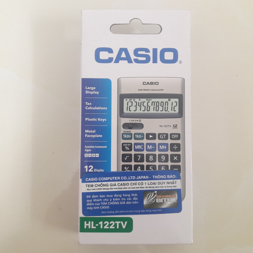 Máy tính CASIO HL-122TV sản phẩm chính hãng do Bitex phân phối độc quyền .Hàng chính hãng bảo hành 7 năm